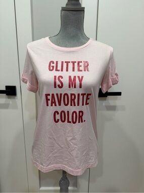 kate spade Pink Short-Sleeve Tee with Red Glitter Text